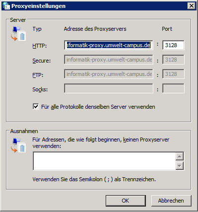 Windows Server 2008 HTTP/HTTPS-Proxy Konfiguration